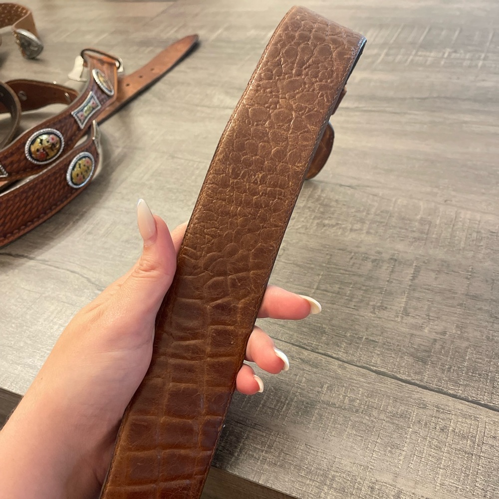 Vintage Field Manor Genuine Alligator Slightly Distressed Leather Belt Size M - Picture 5 of 7